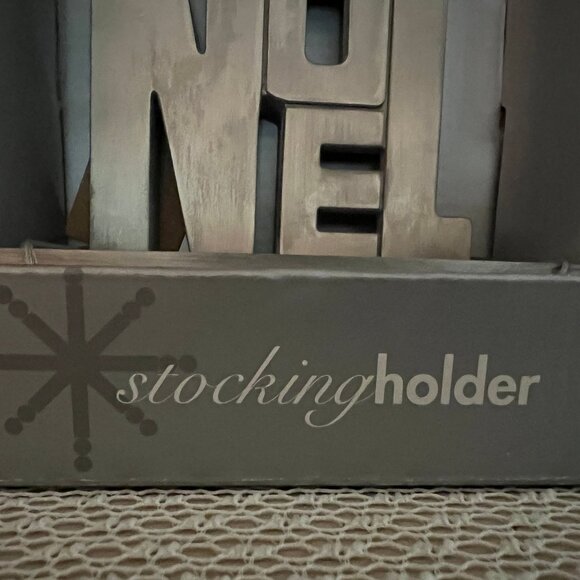 (2) NIB Silver Tone NOEL Target Brand Stocking Holders Made of Heavy Metal - Picture 2 of 4